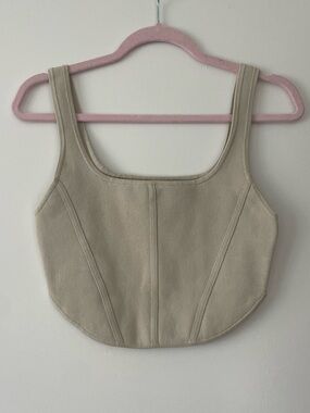 Aritzia Babaton Light Taupe Ribbed Knit Tank